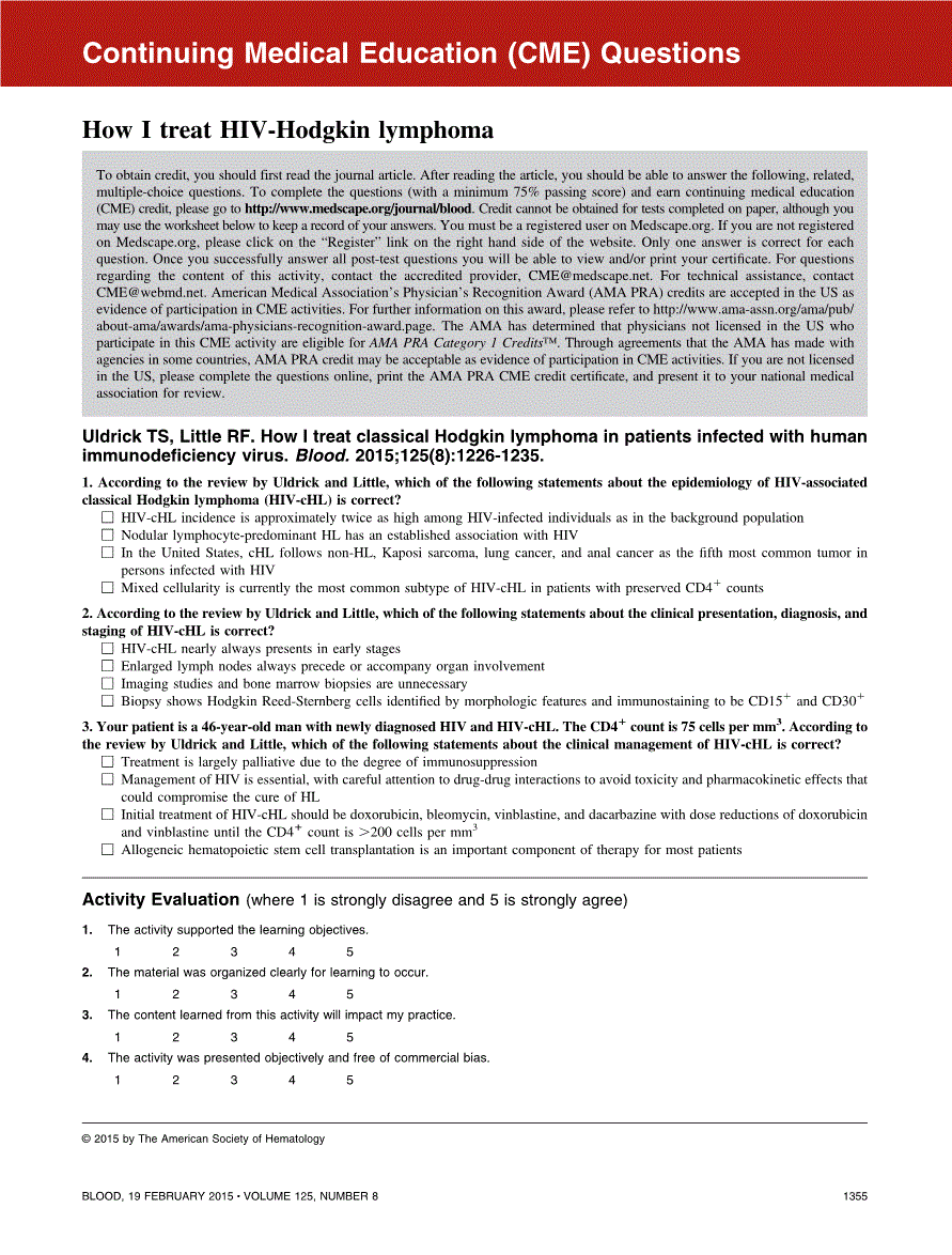 First page of How I treat HIV-Hodgkin lymphoma