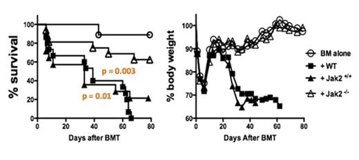 Figure 1. Decreased murine GVHD with JAK2 deficient T-cells