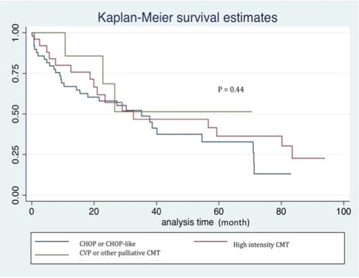 Figure 2. The Kaplan-Meier plots of OS according to treatment groups