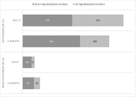 Figure 1. Differentially expressed genes post-ECP between responders and non-responders