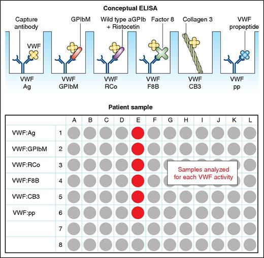 Graphic of the multiplex ELISA including its multiple assessments of VWF. Ag, antigen; pp, propeptide. Professional illustration by Patrick Lane, ScEYEnce Studios.