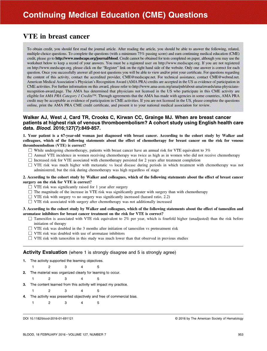 First page of VTE in breast cancer