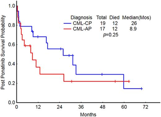 Figure 1. OS post ponatinib by stage at start of ponatinib