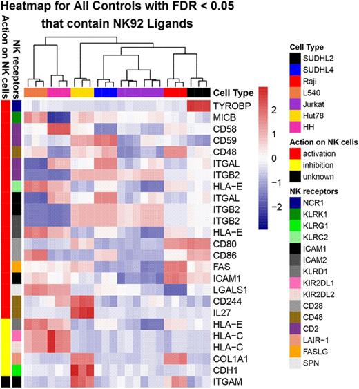 Figure. Expression of NK activation and inhibitory ligands in lymphoma cells.