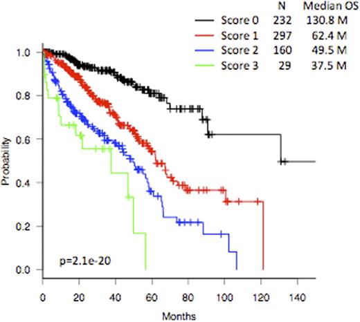 Figure 1. Overall survival according to the score.