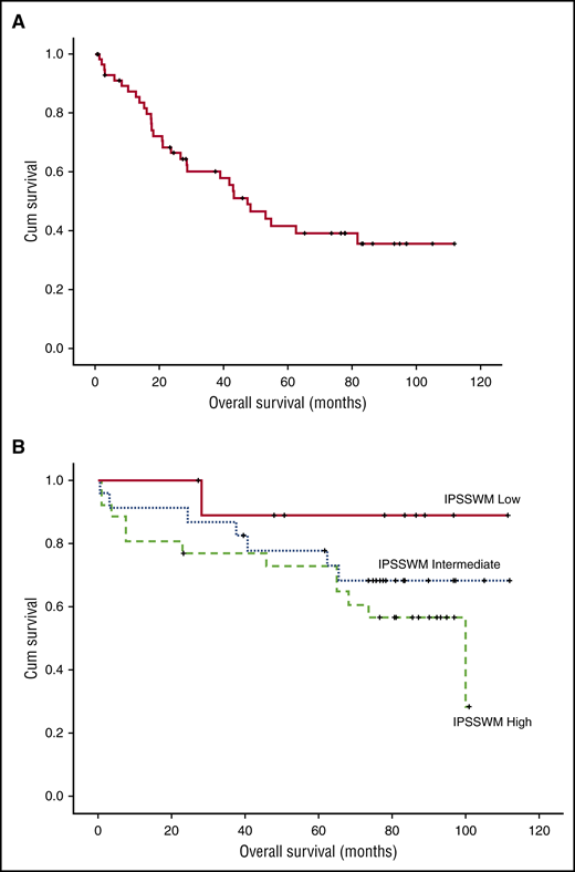 OS rate curves. (A) OS and (B) OS after therapy with BDR per ISSWM stage.