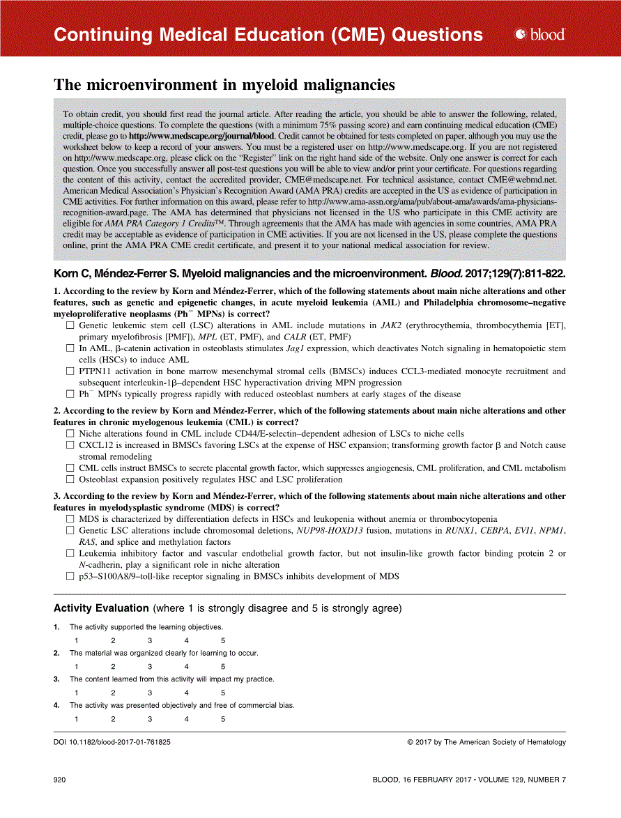 First page of The microenvironment in myeloid malignancies