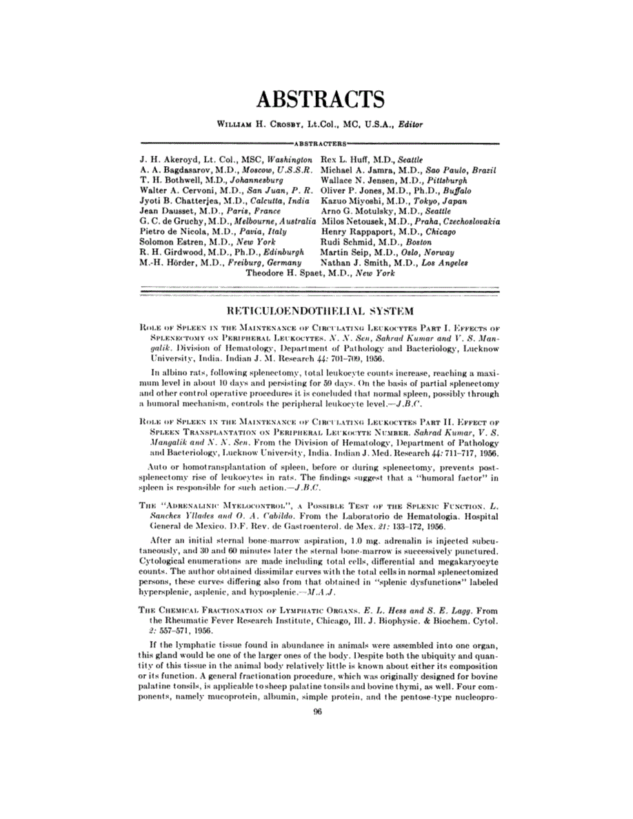 First page of ABSTRACTS