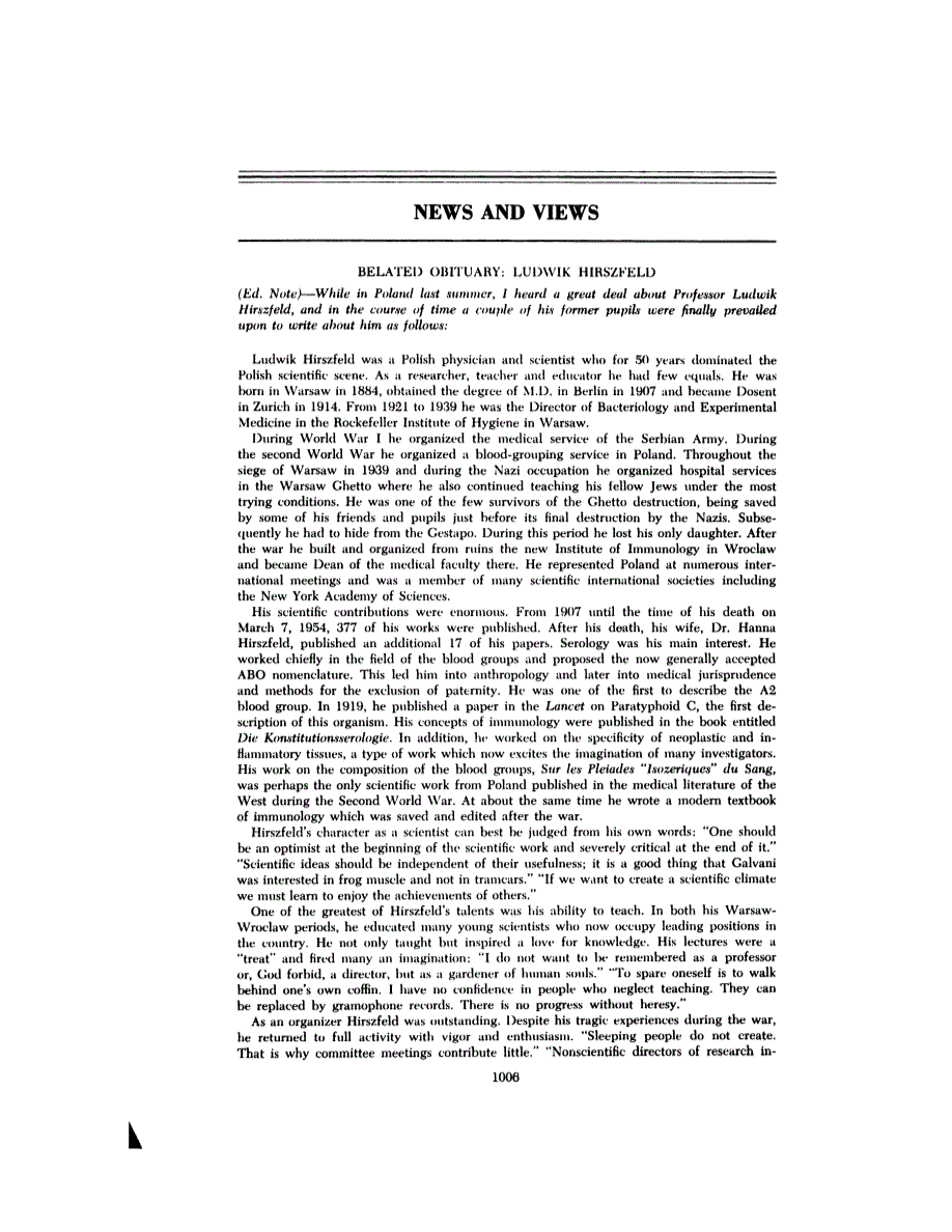 First page of NEWS AND VIEWS