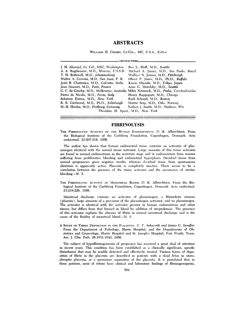 First page of ABSTRACTS