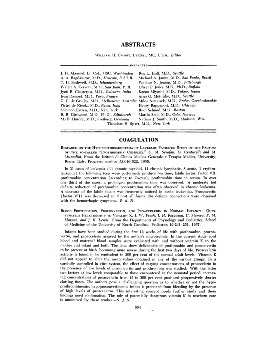 First page of ABSTRACTS
