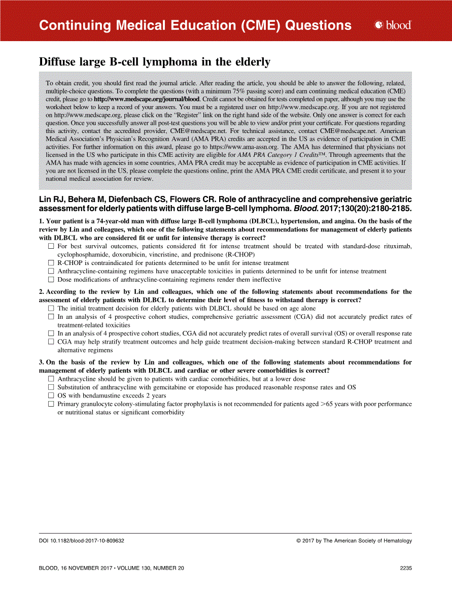 First page of Diffuse large B-cell lymphoma in the elderly