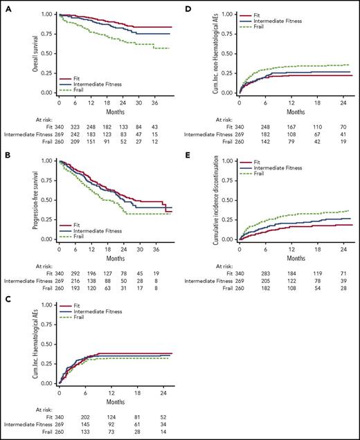 Figure 2. Performance on geriatric assessment predicts survival, nonhematologic adverse events, and treatment discontinuation in multiple myeloma (n = 869). Reprinted with permission.39
