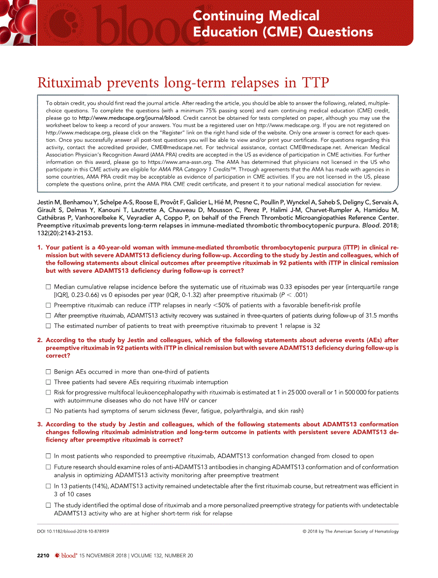 First page of Rituximab prevents long-term relapses in TTP