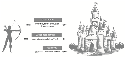 The TCP regimen assails idiopathic Castleman disease through multiple mechanisms of action.