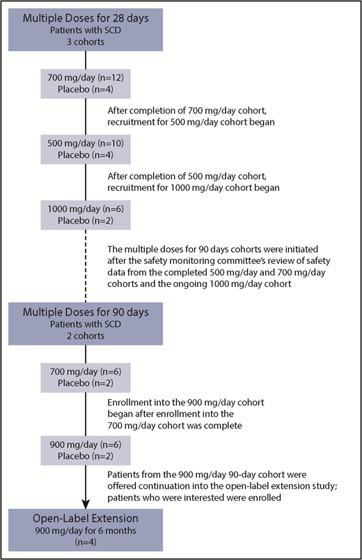 Figure 1. Study flowchart for the SCD cohort of the GBT440-001 study.