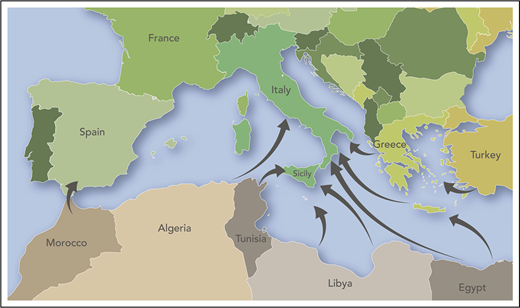Refugee flow across the Mediterranean Sea into European countries. From the Office of the United Nations High Commissioner for Refugees. Professional illustration by Somersault18:24.