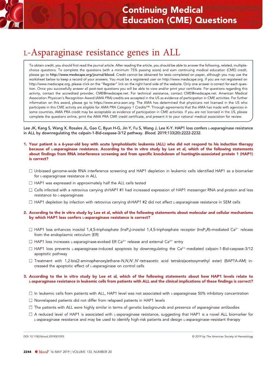 First page of <sc>l</sc>-Asparaginase resistance genes in ALL