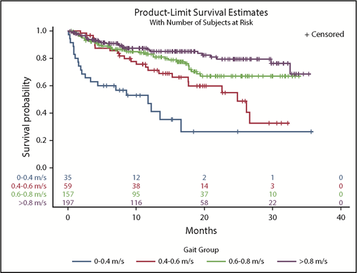 Figure 1. Kaplan-Meier survival curves by gait speed categories.