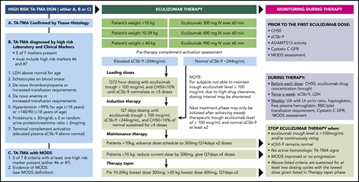 Eculizumab therapy for hrTA-TMA. LDH, lactate dehydrogenase.