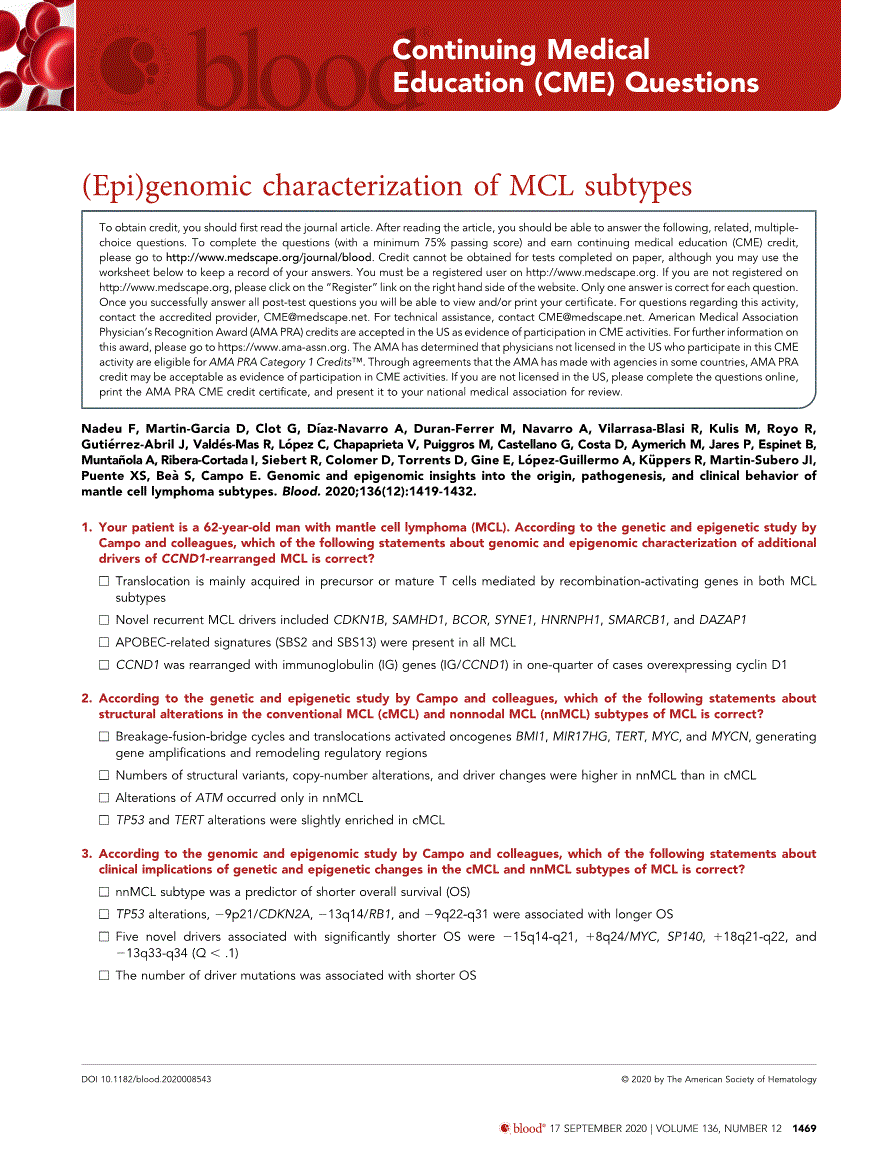 First page of (Epi)genomic characterization of MCL subtypes