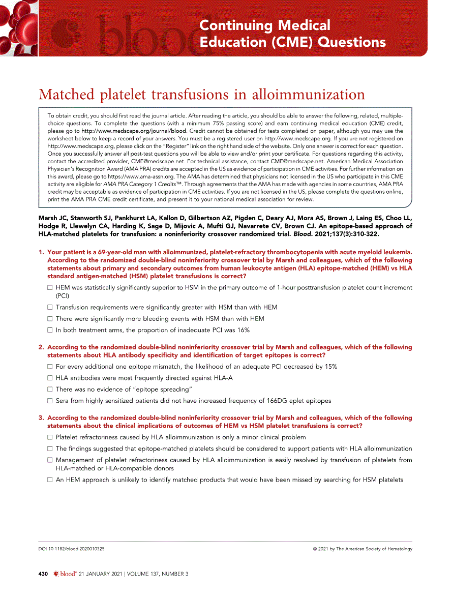 First page of Matched platelet transfusions in alloimmunization
