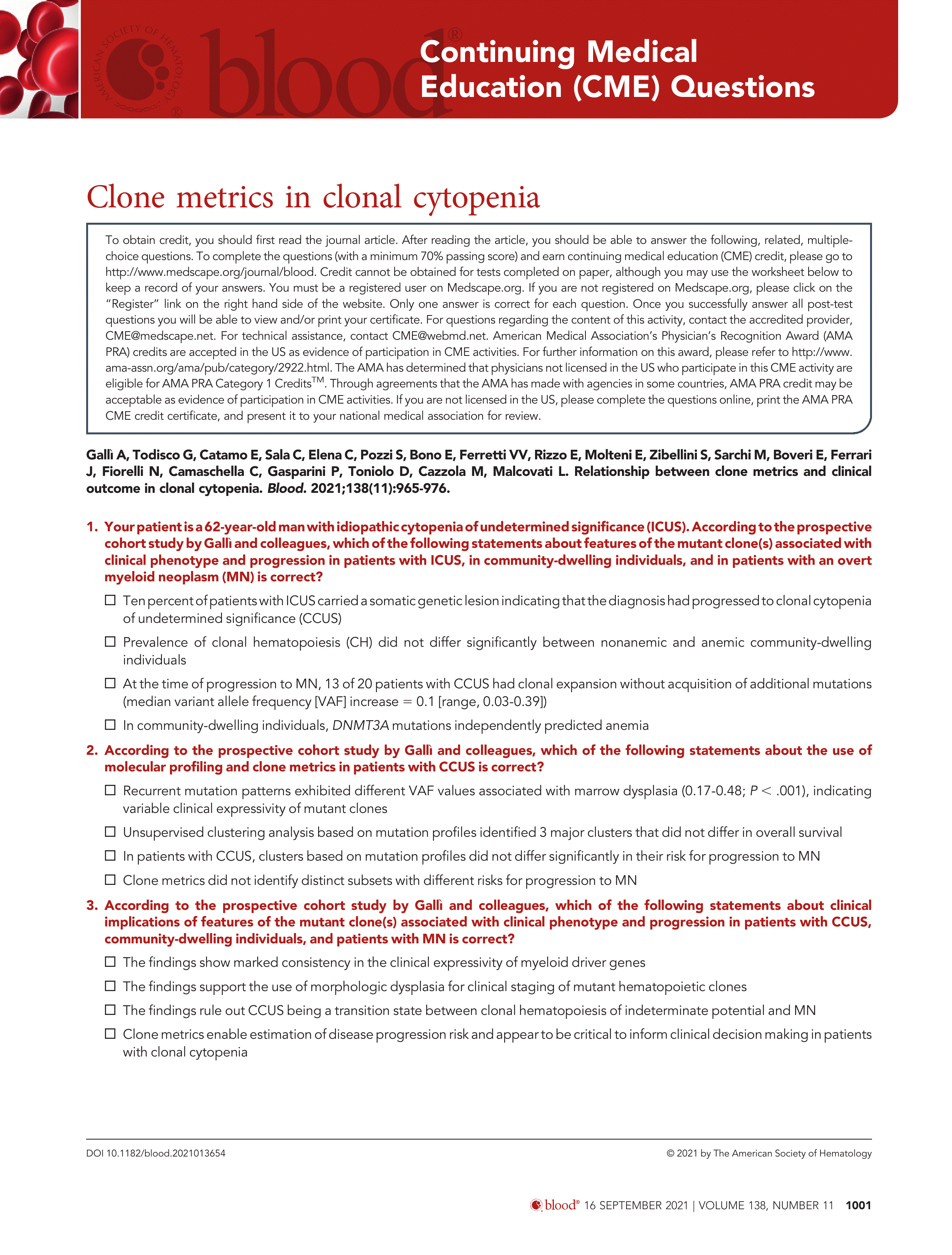 First page of Clone metrics in clonal cytopenia