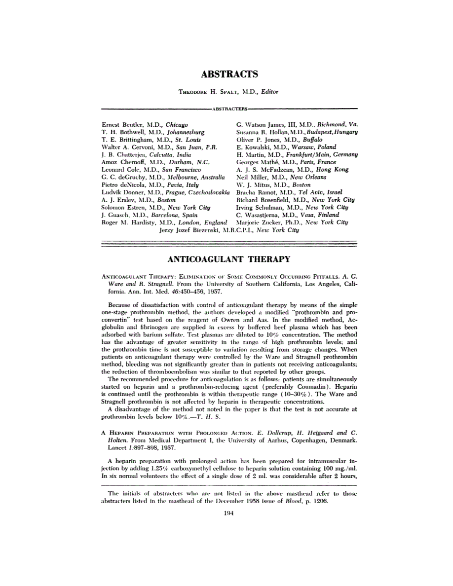First page of ABSTRACTS