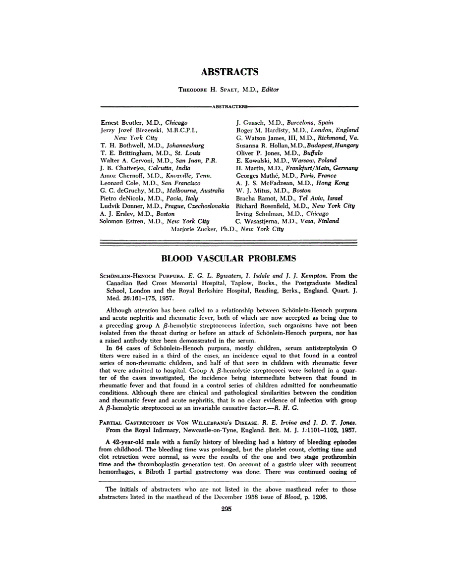 First page of ABSTRACTS