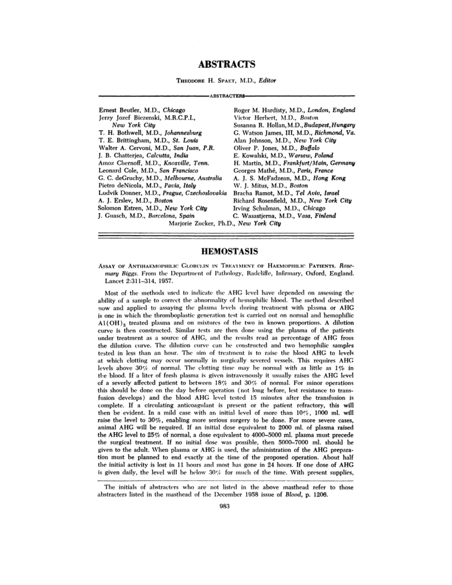First page of ABSTRACTS