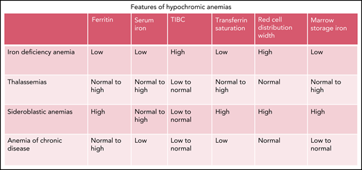 Features of hypochromic anemias.