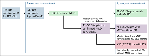 Patient disposition after 5-year follow-up of MURANO study for patients who were uMRD at the end of therapy. pts, patients.