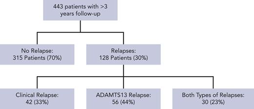 Consort flow diagram of relapses in patients with iTTP during follow-up.