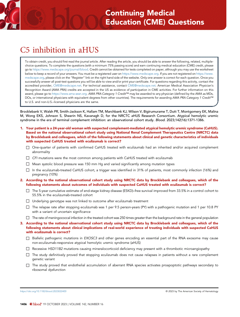 First page of C5 inhibition in aHUS