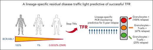 A lineage-specific residual disease traffic light predictive of successful TFR.