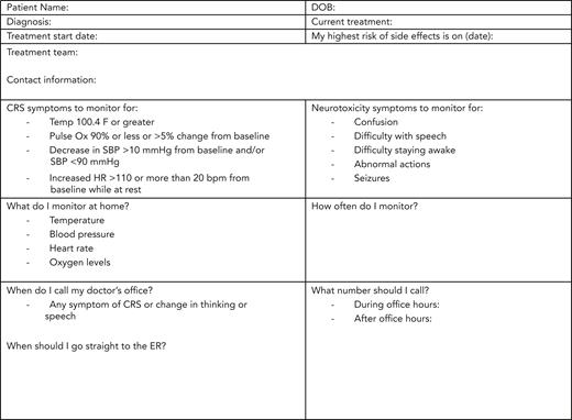 Sample educational sheet for patients.