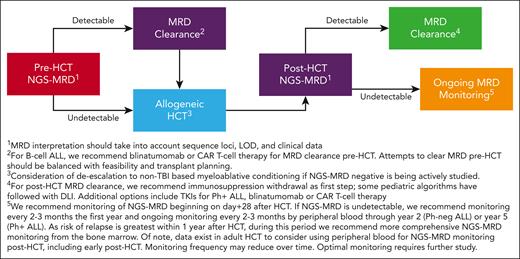 Approach to HCT for ALL in children and adults based on pre- and post-HCT NGS-MRD.