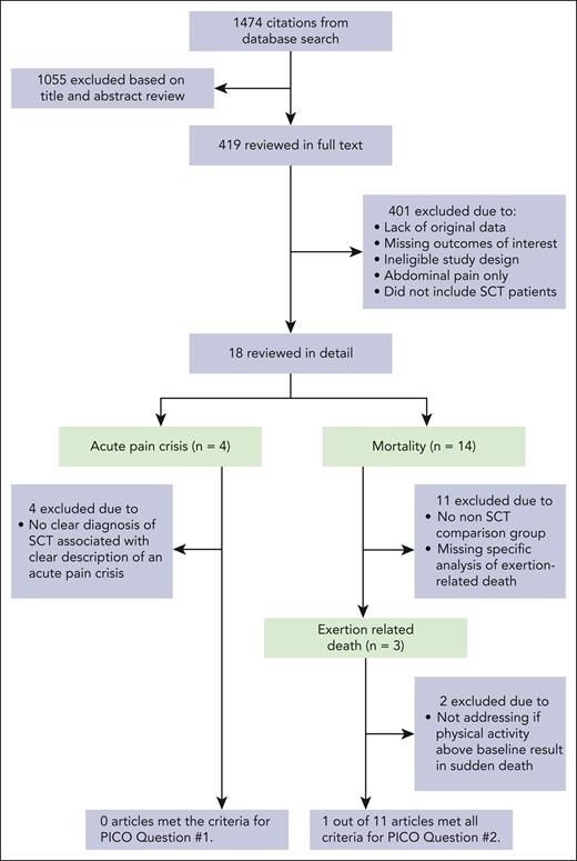 Flow diagram illustrating the process of study selection and reasons for exclusion. PICO clinical questions are structured using the mneumonic P (population), I (intervention), C (comparator), and O (outcome).