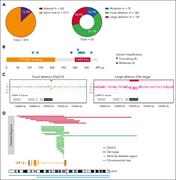 Incidence of LEF1 alterations in T-ALL across the pediatric FRALLE-2000 and adult GRAALL 2003-2005 trials. (A) The incidence of LEF1 gene alterations among patients with T-ALL at diagnosis across the FRALLE-2000 and GRAALL 2003-2005 studies (left). The type of genetic alterations and their frequencies (right). (B) Lollipop plots indicating the observed LEF1 mutations and their consequences in the FRALLE-2000 and GRAALL 2003-2005 trials. (C) Copy number variant assessment in array comparative genomic hybridization showing focal exon 2-3 LEF1 deletion (left) and large LEF1 deletion (right). (D) Bars map the observed chromosomal deletions involving the LEF1 gene in the FRALLE-2000 and GRAALL 2003-2005 trials and reveal a minimal deleted region.