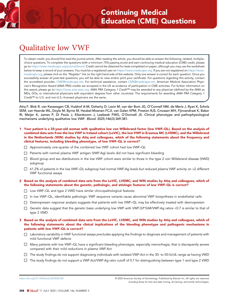 First page of Qualitative low VWF