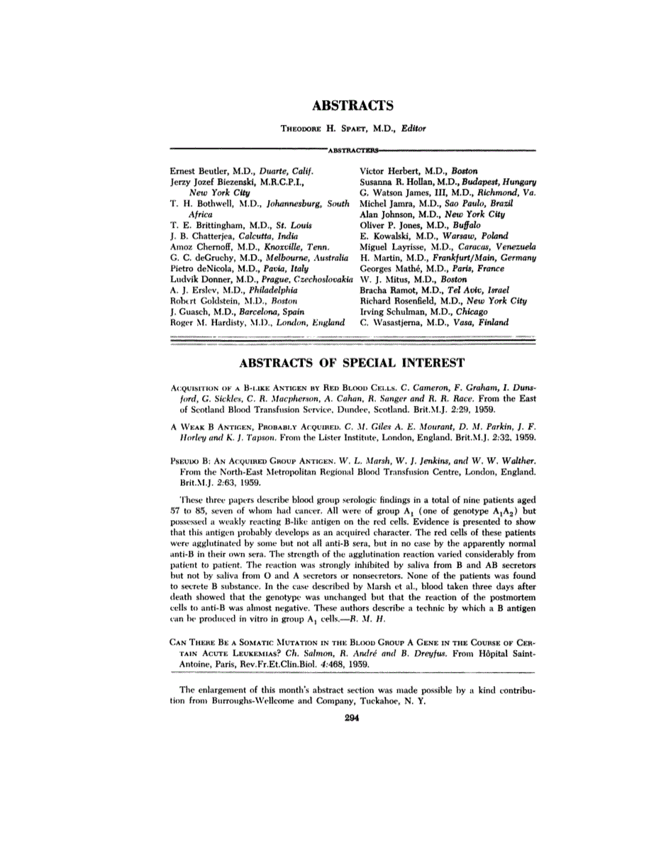 First page of ABSTRACTS
