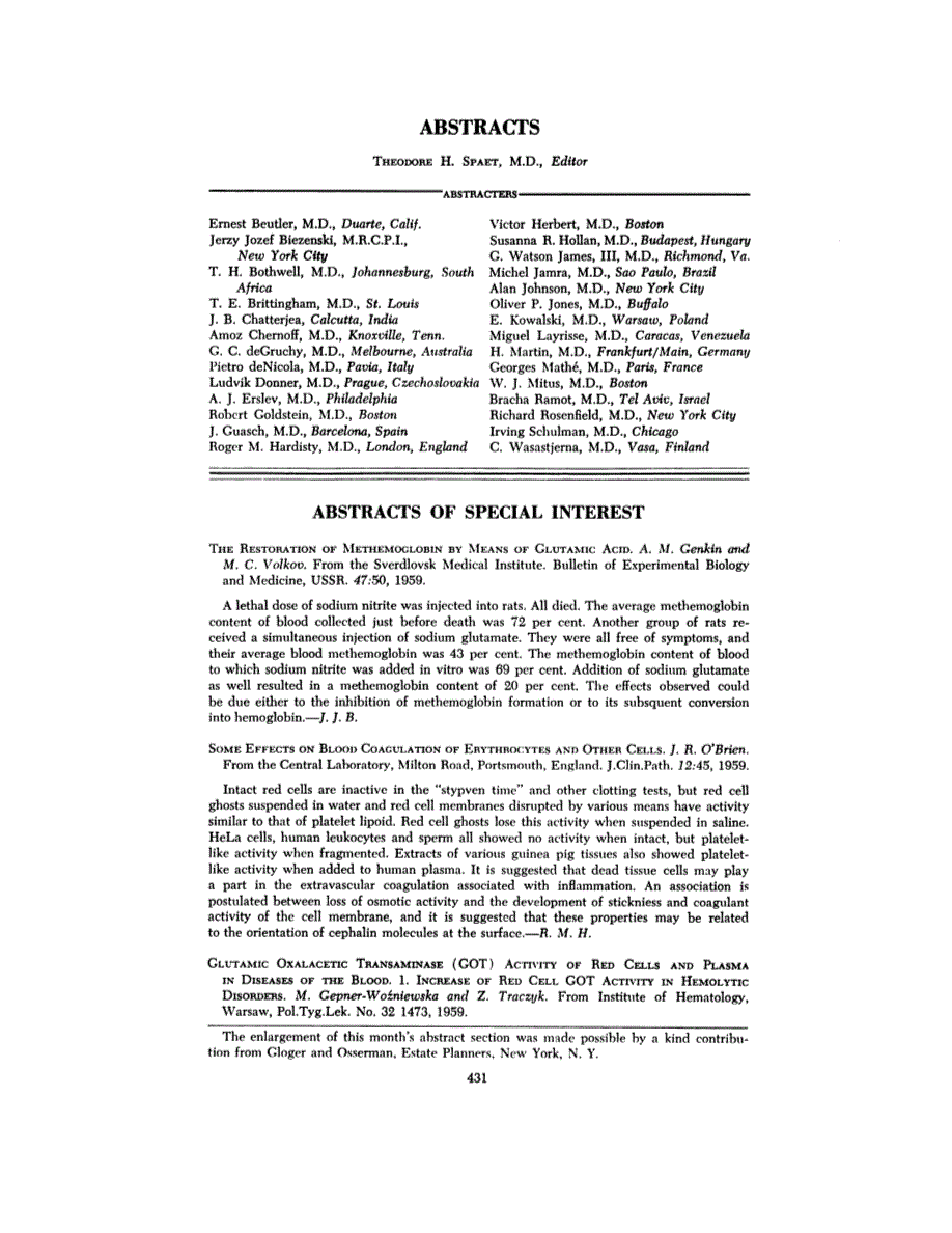 First page of ABSTRACTS