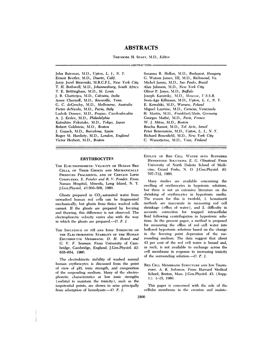 First page of ABSTRACTS