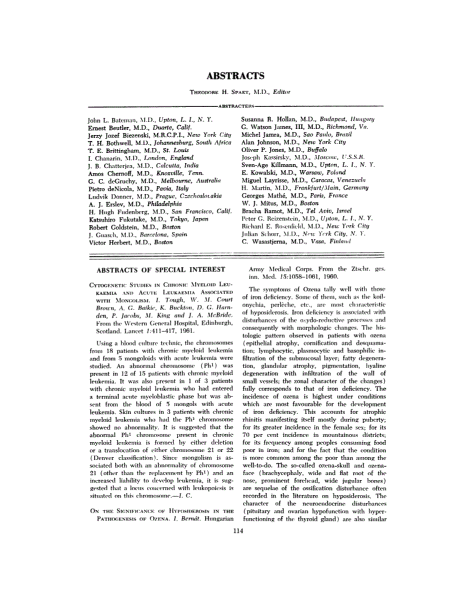 First page of ABSTRACTS