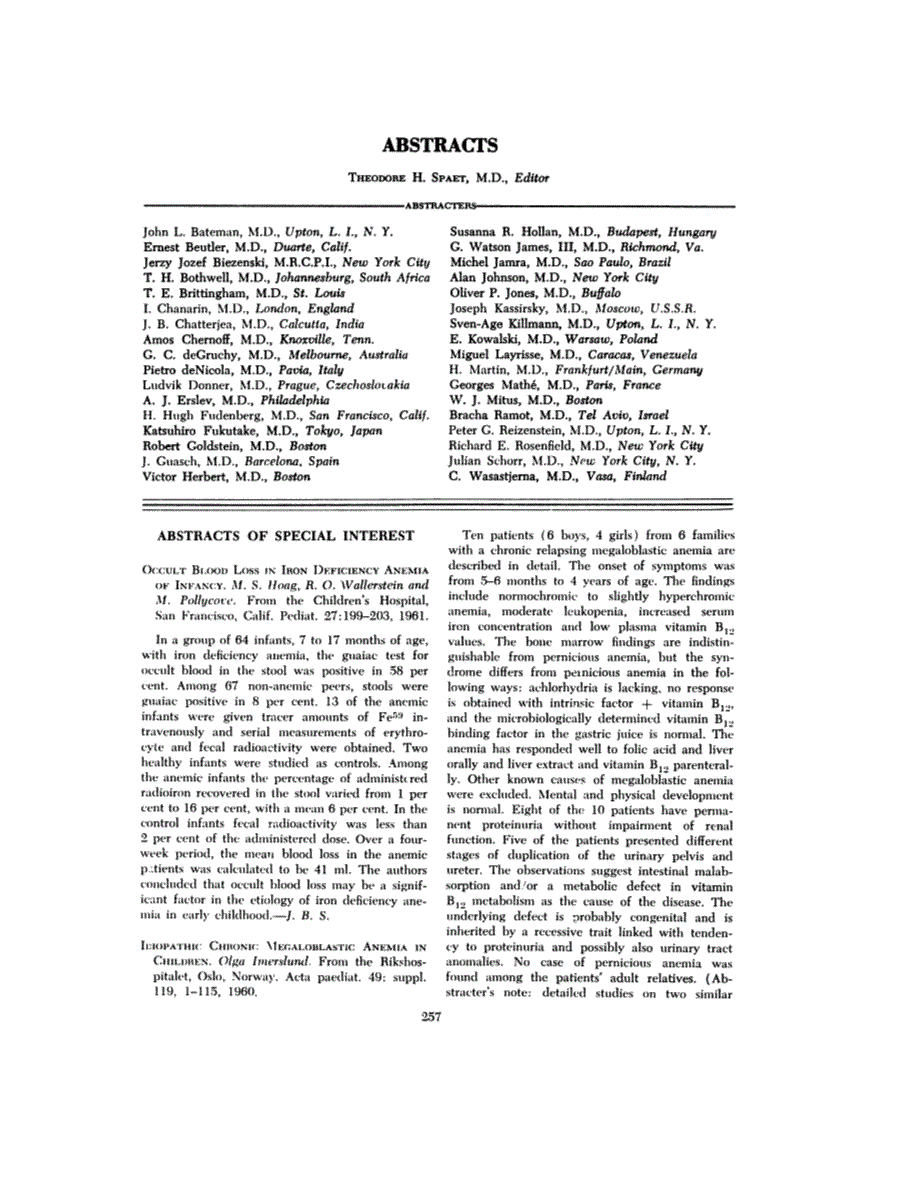 First page of ABSTRACTS