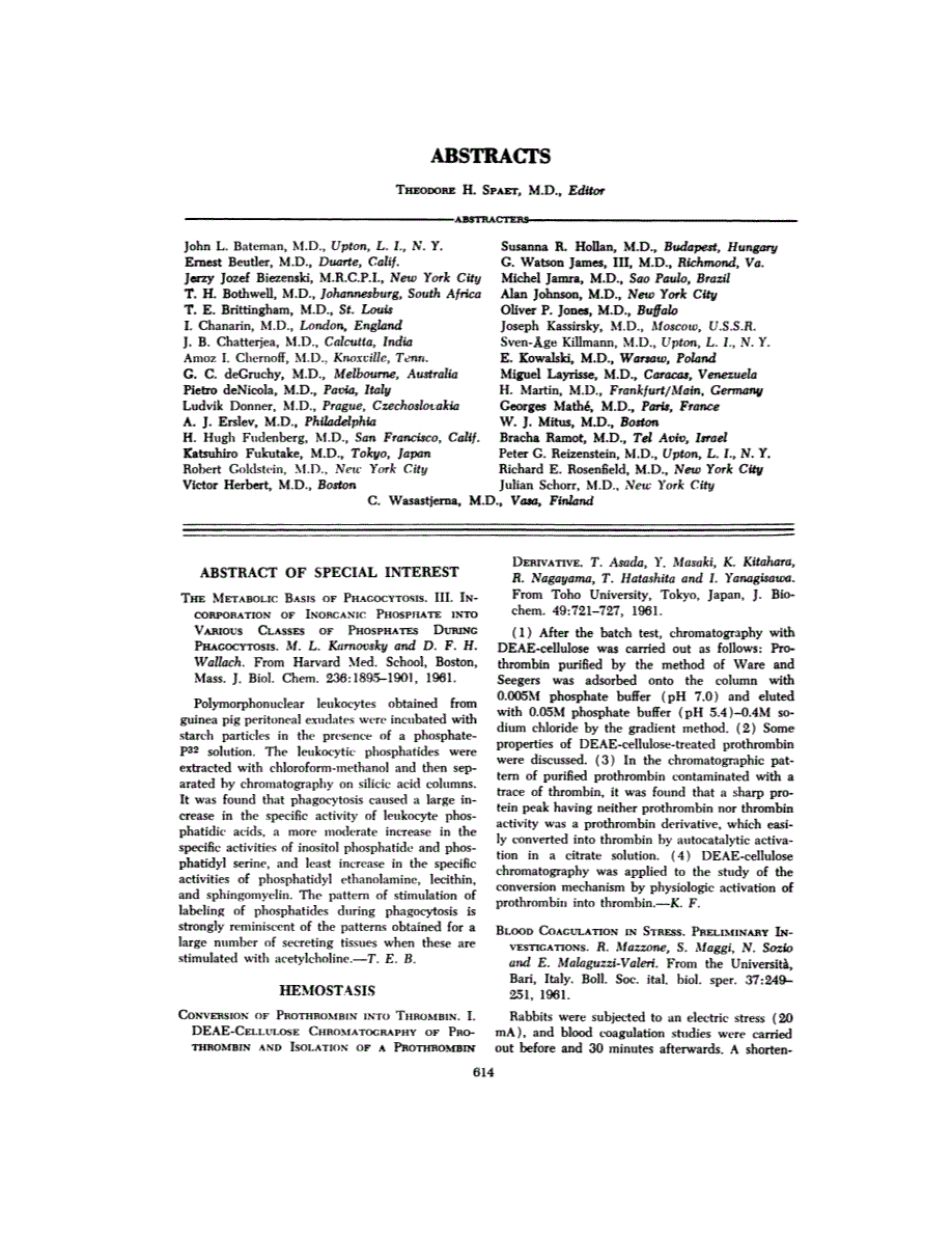 First page of ABSTRACTS