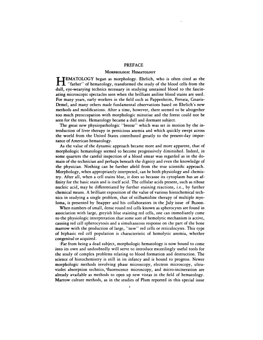 First page of PREFACE: Morphologic Hematology