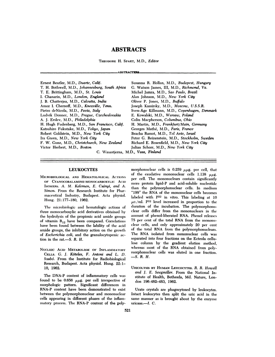 First page of ABSTRACTS