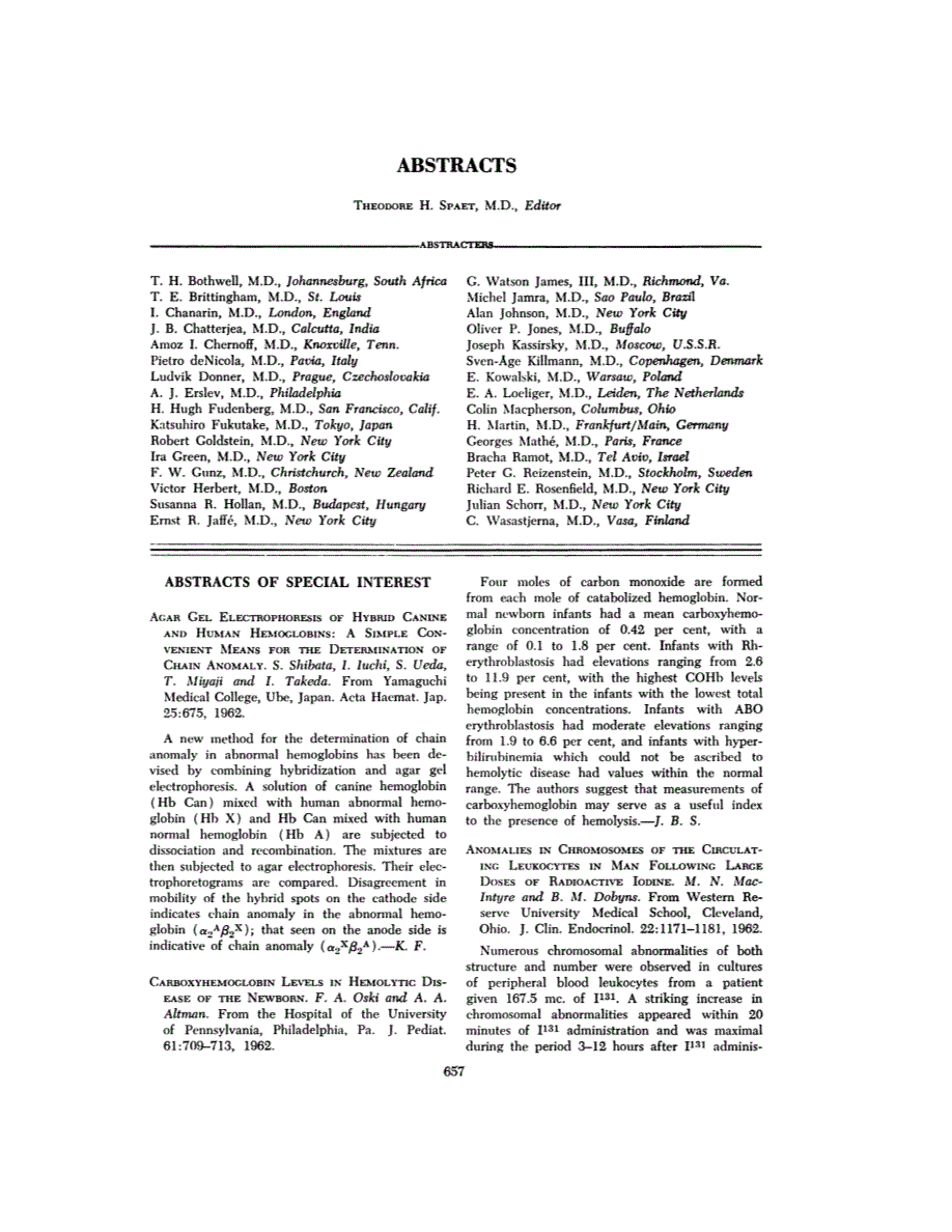 First page of ABSTRACTS