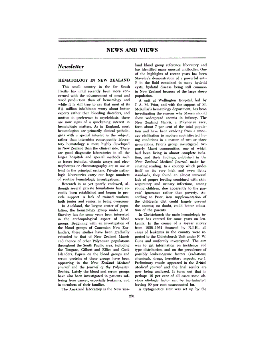 First page of NEWS AND VIEWS